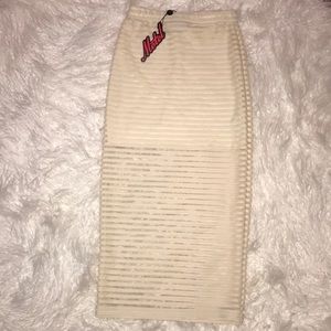 NWT Motel Rocks Stripe Midi Skirt Ivory Small
